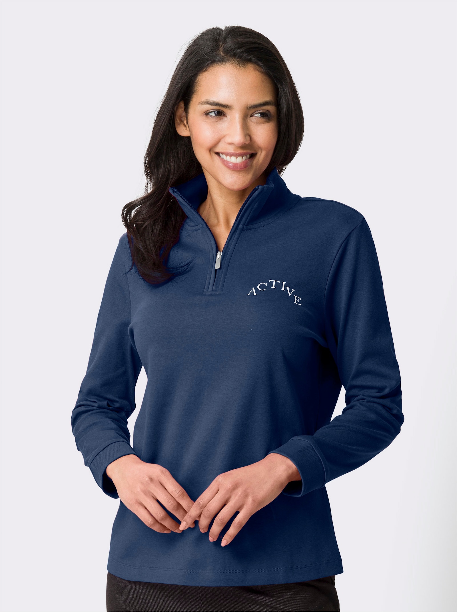 Sweatshirt met rits - jeansblauw