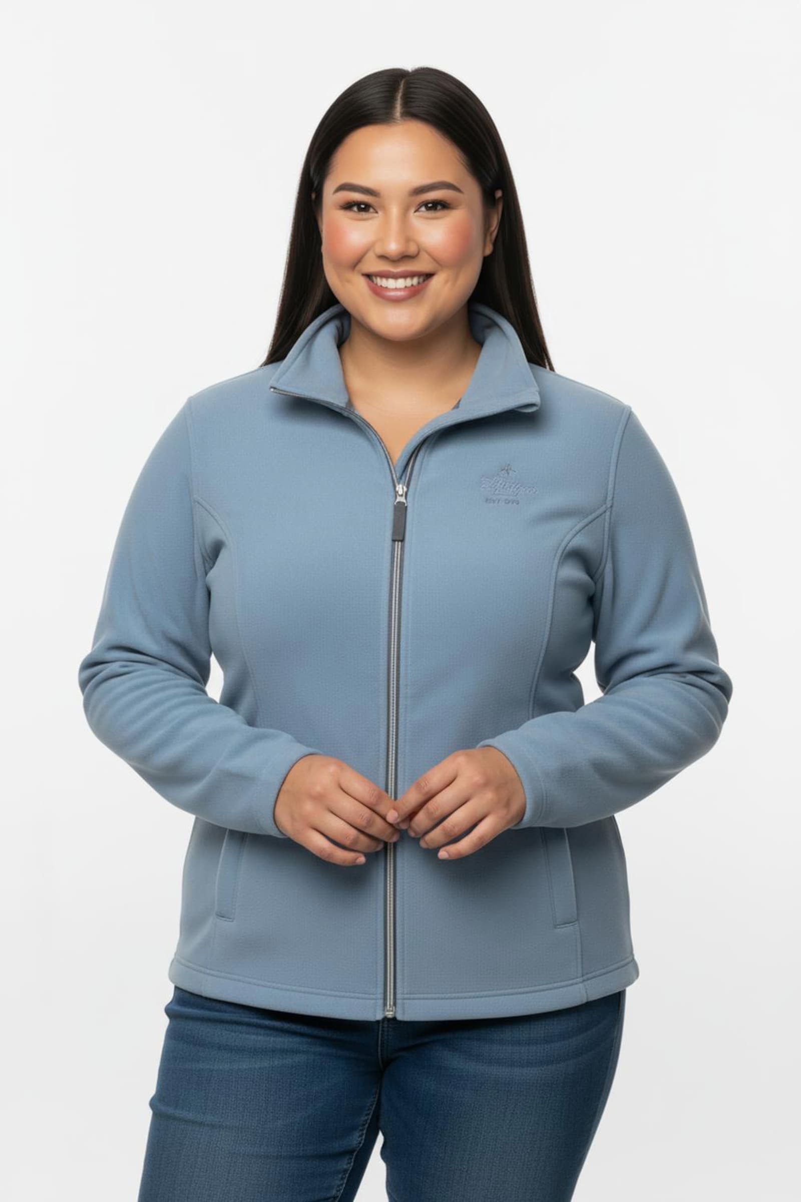 Fleecejacke mit schrägen Reißverschluss-Taschen - bleu