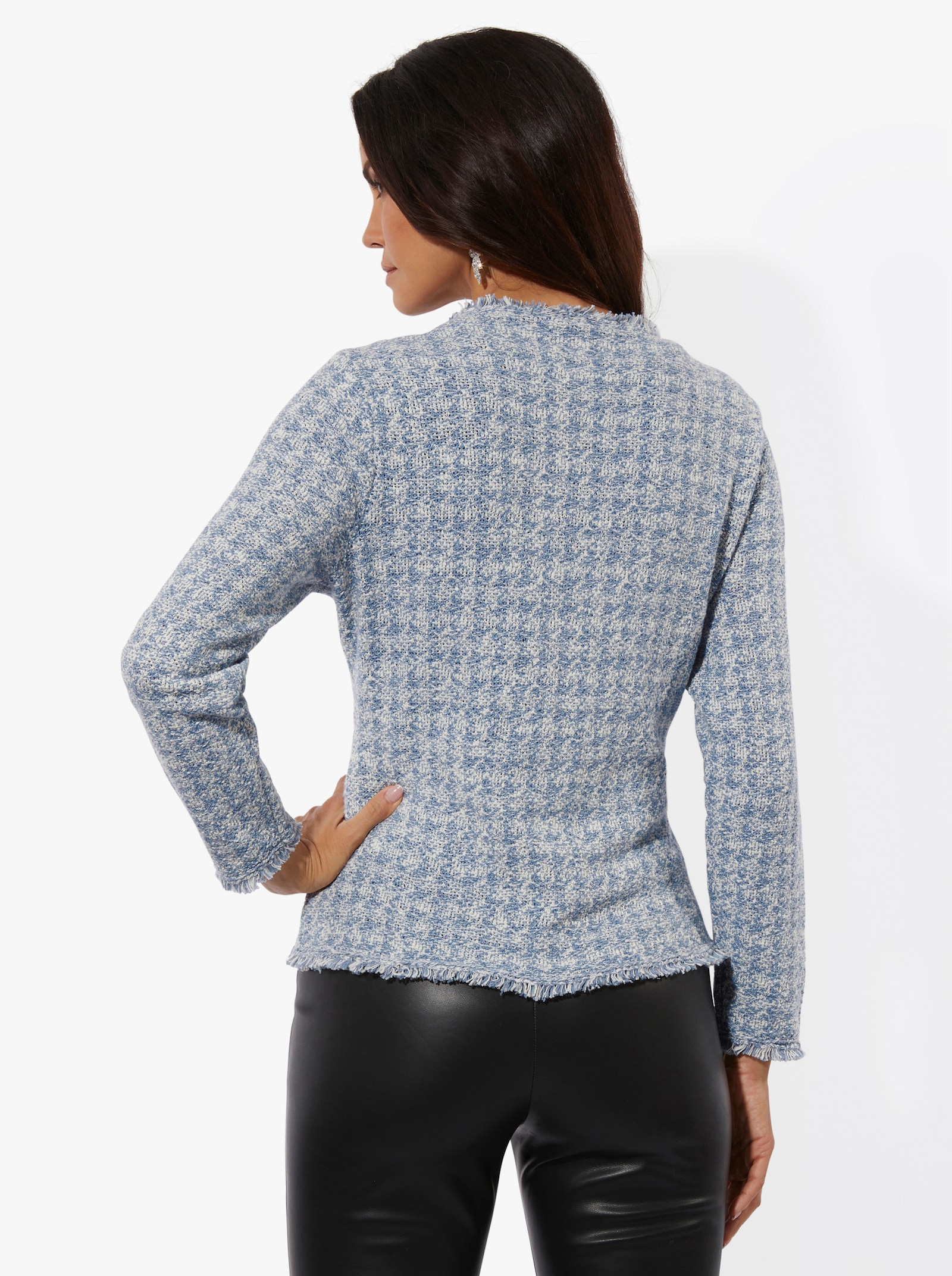 Cardigan met hoog katoengehalte - bleu/champagne gemêleerd