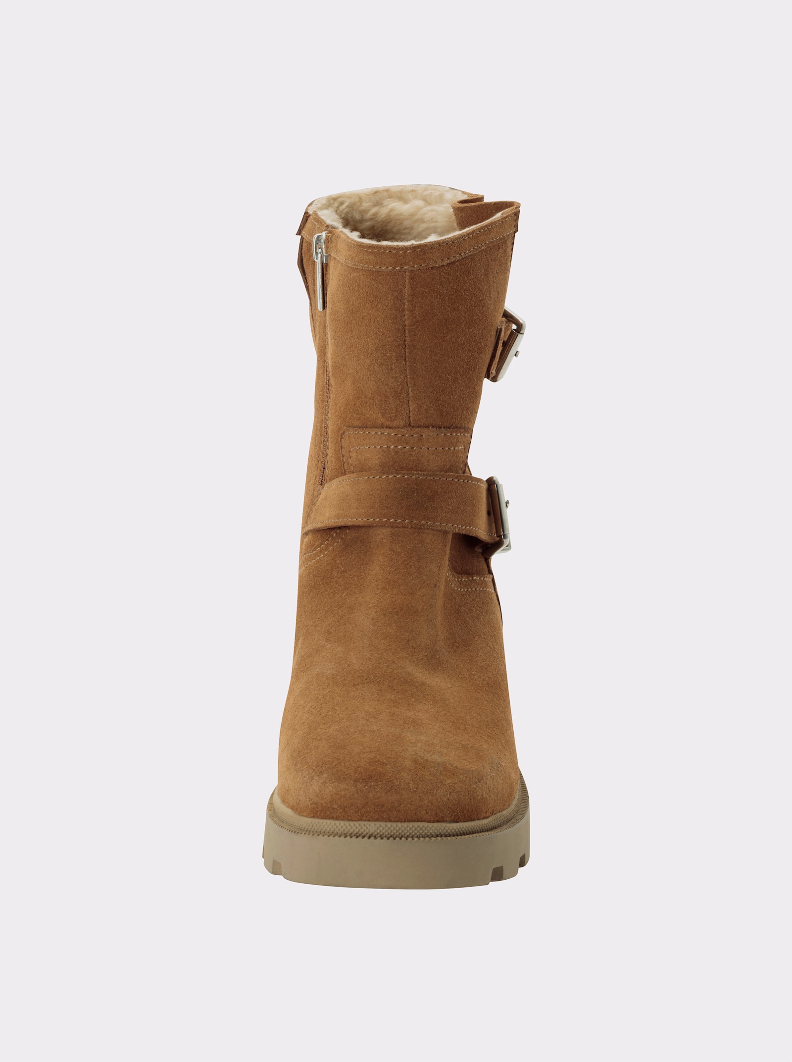 sheego Stiefelette mit Bändern und Schnallen - camel