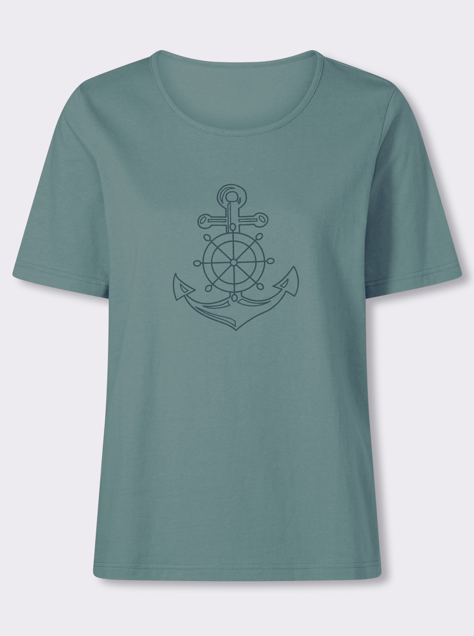 Shirt met korte mouwen en ankermotief - jade
