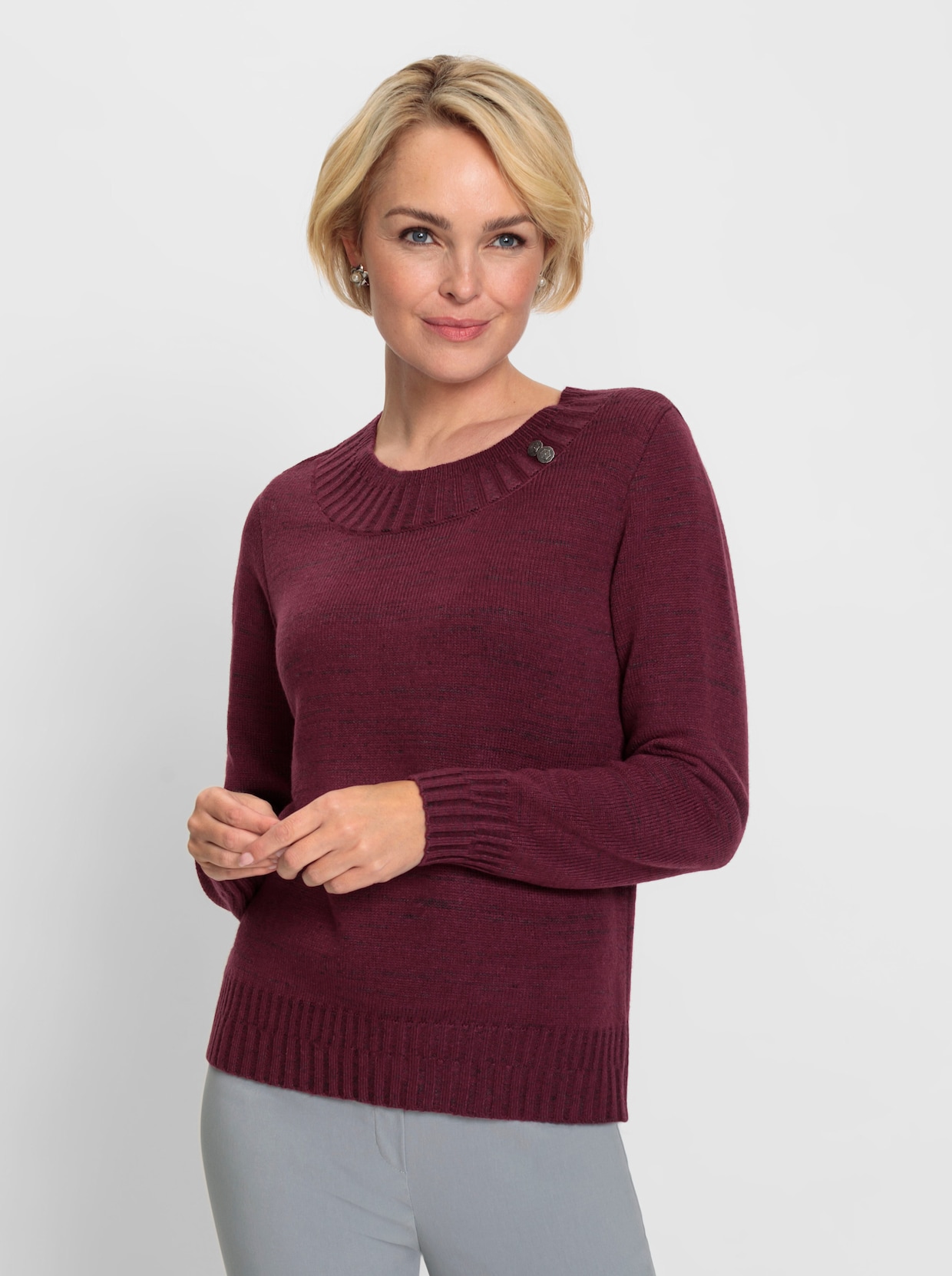 Pullover met lange mouwen - bordeaux/grafiet gemêleerd