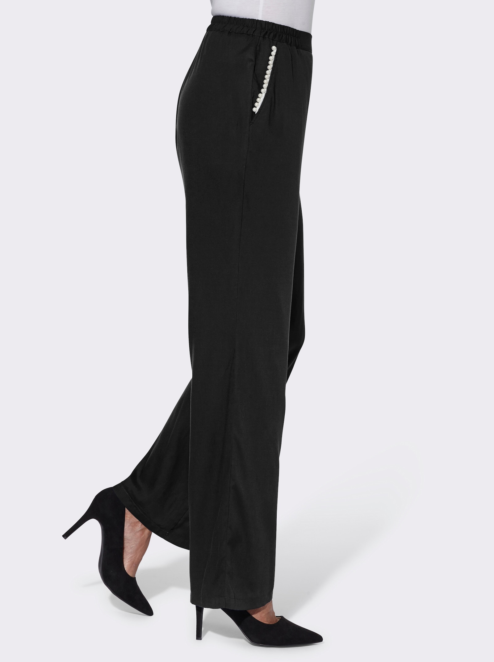 Schlupfhose mit leicht ausgestelltem Bein - schwarz