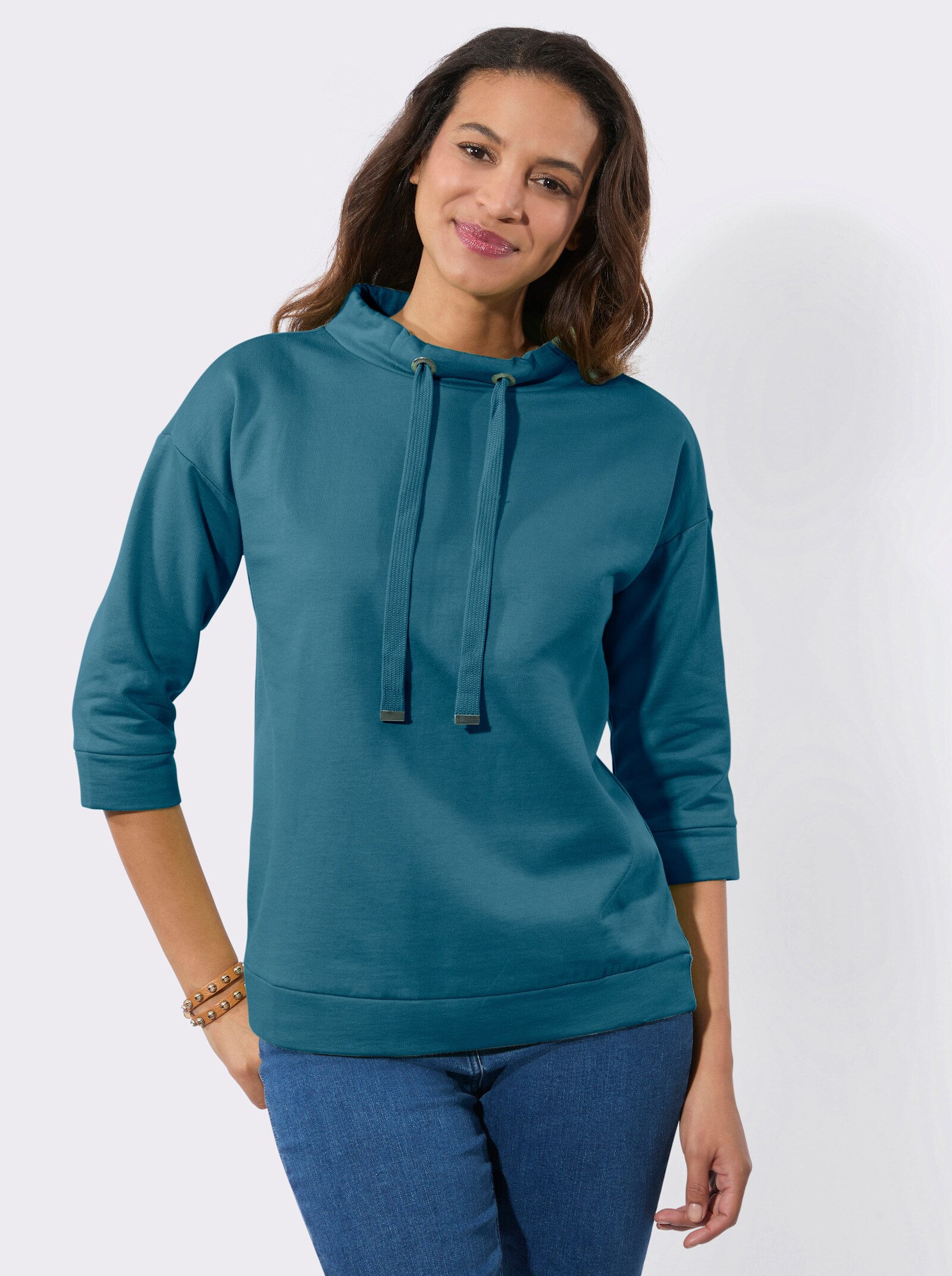 Sweatshirt mit überschnittenen Schultern - topas