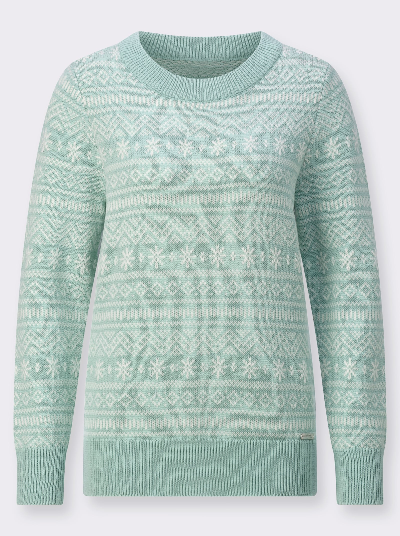 Norwegerpullover aus Jacquard-Strick - kalkmint-ecru