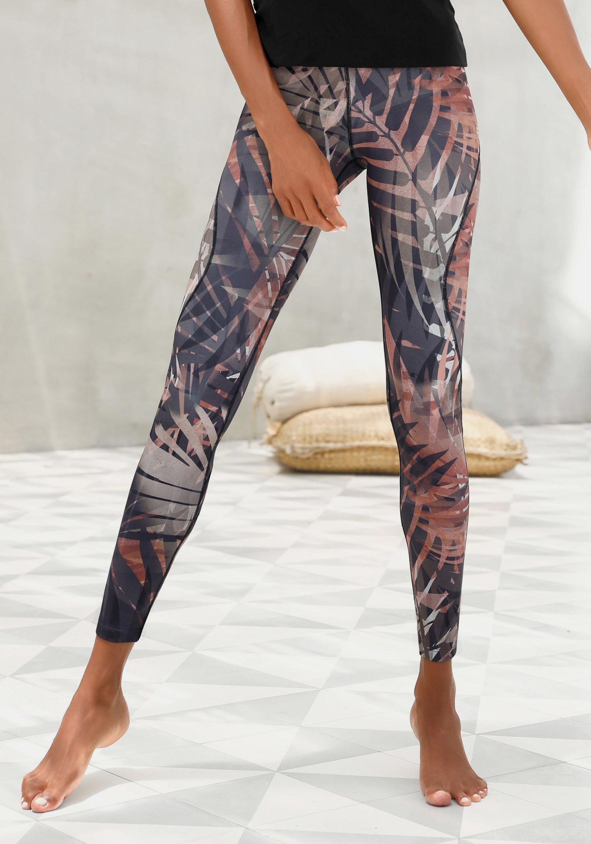 LASCANA ACTIVE Leggings in gemustertbraunbeigegrau heine