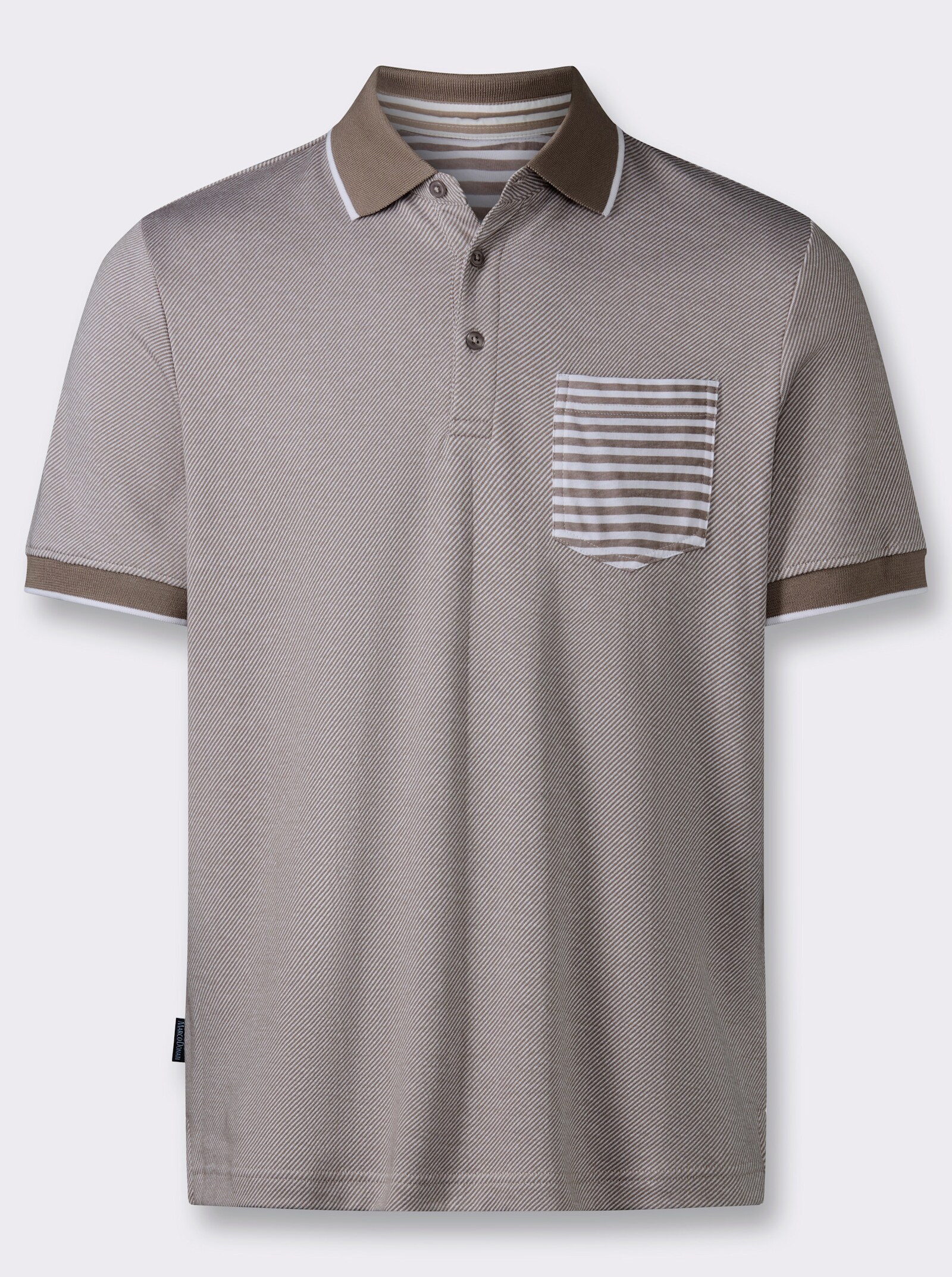 Marco Donati Kurzarmshirt in Jacquard-Qualität, mit Modal - taupe-gestreift