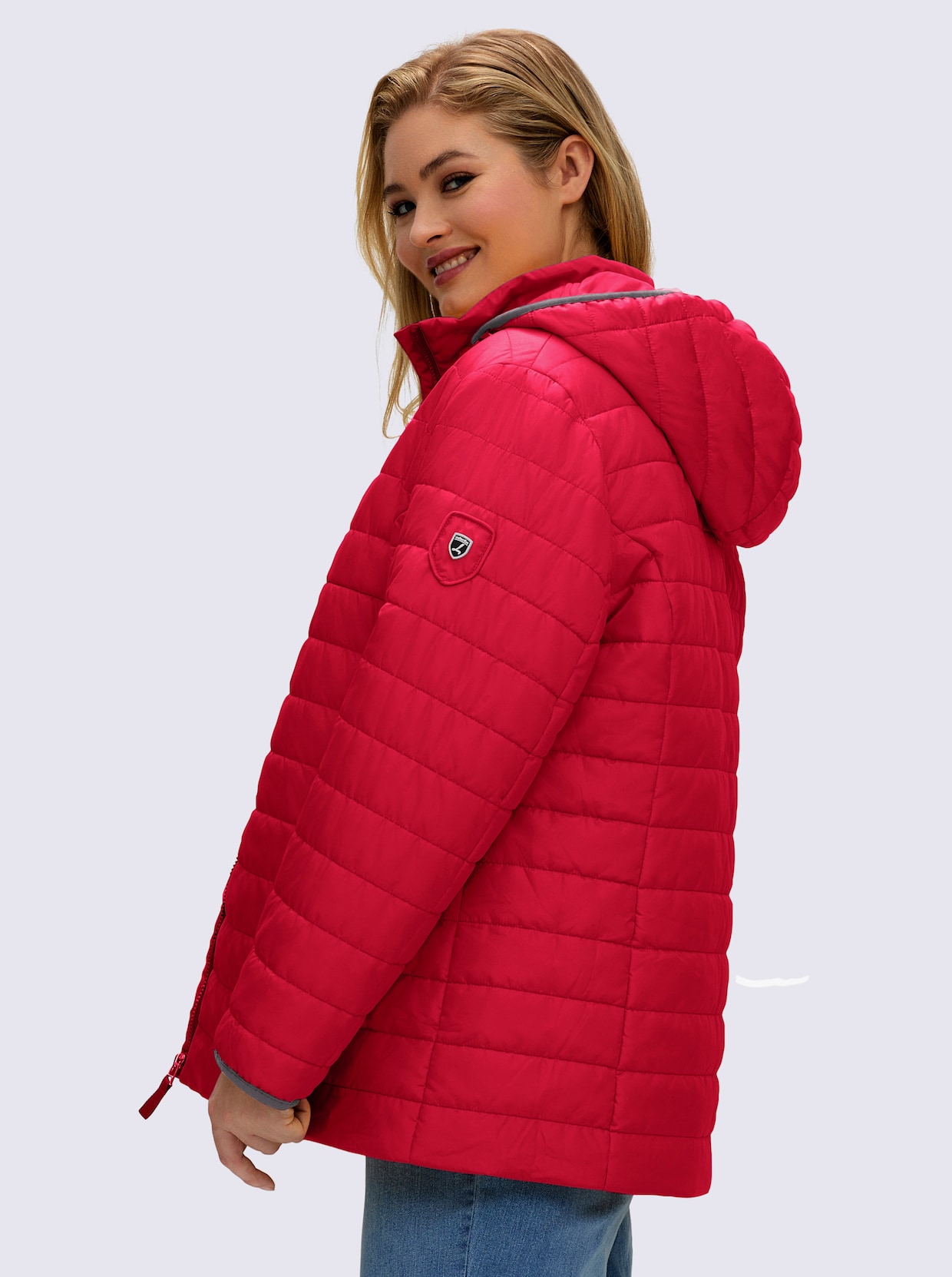 Steppjacke mit kontrastfarbenen Akzenten - rot