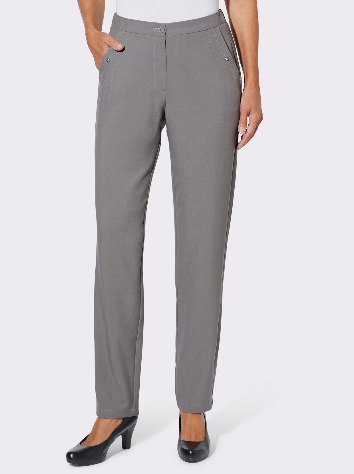 Broek met sierelement op de zakken - grijs