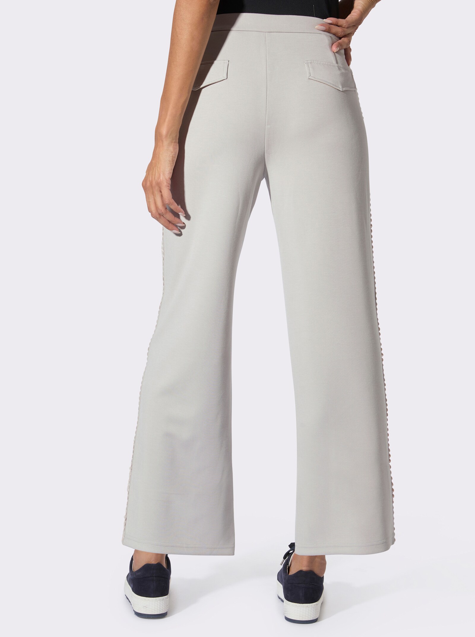 Jerseyhose mit Zierpatten hinten - hellgrau