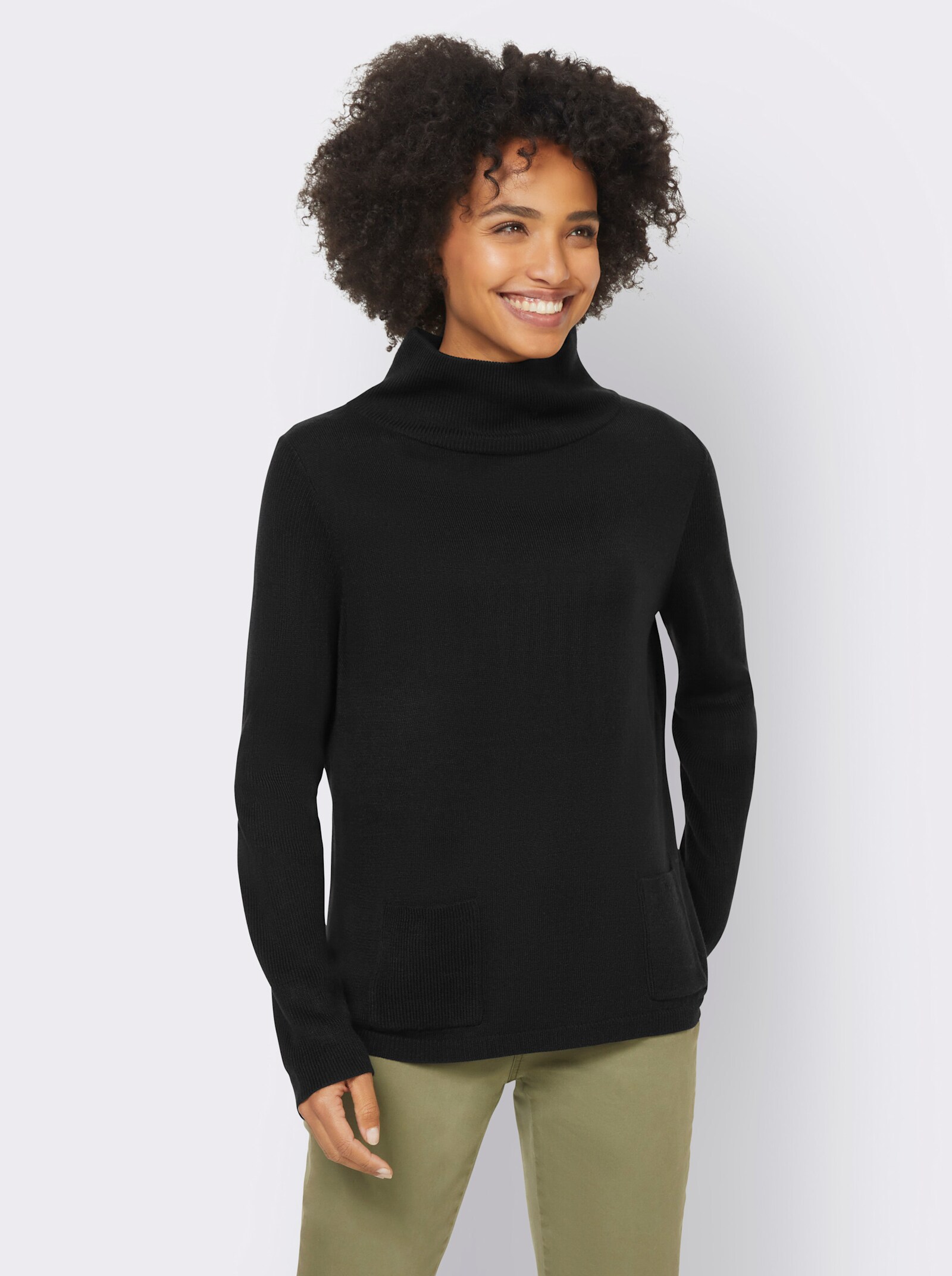 heine Stehkragenpullover mit Taschen - schwarz