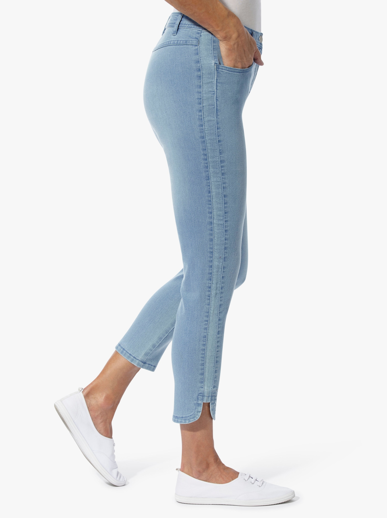 7/8-jeans met glittersteentjes - blue-bleached