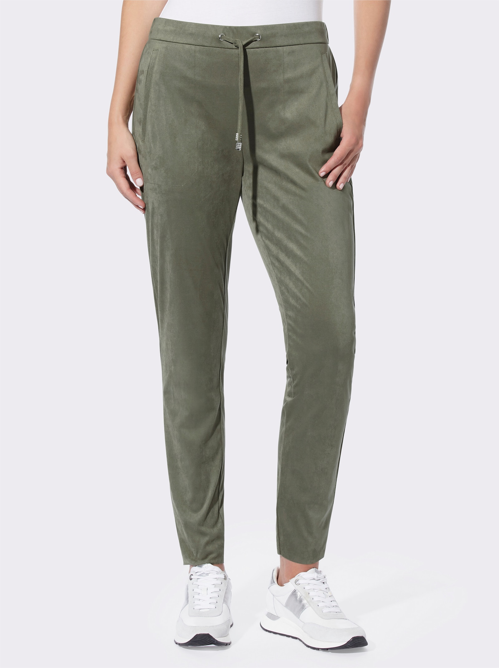 heine Jogg Pants in Wildleder-Optik - khaki