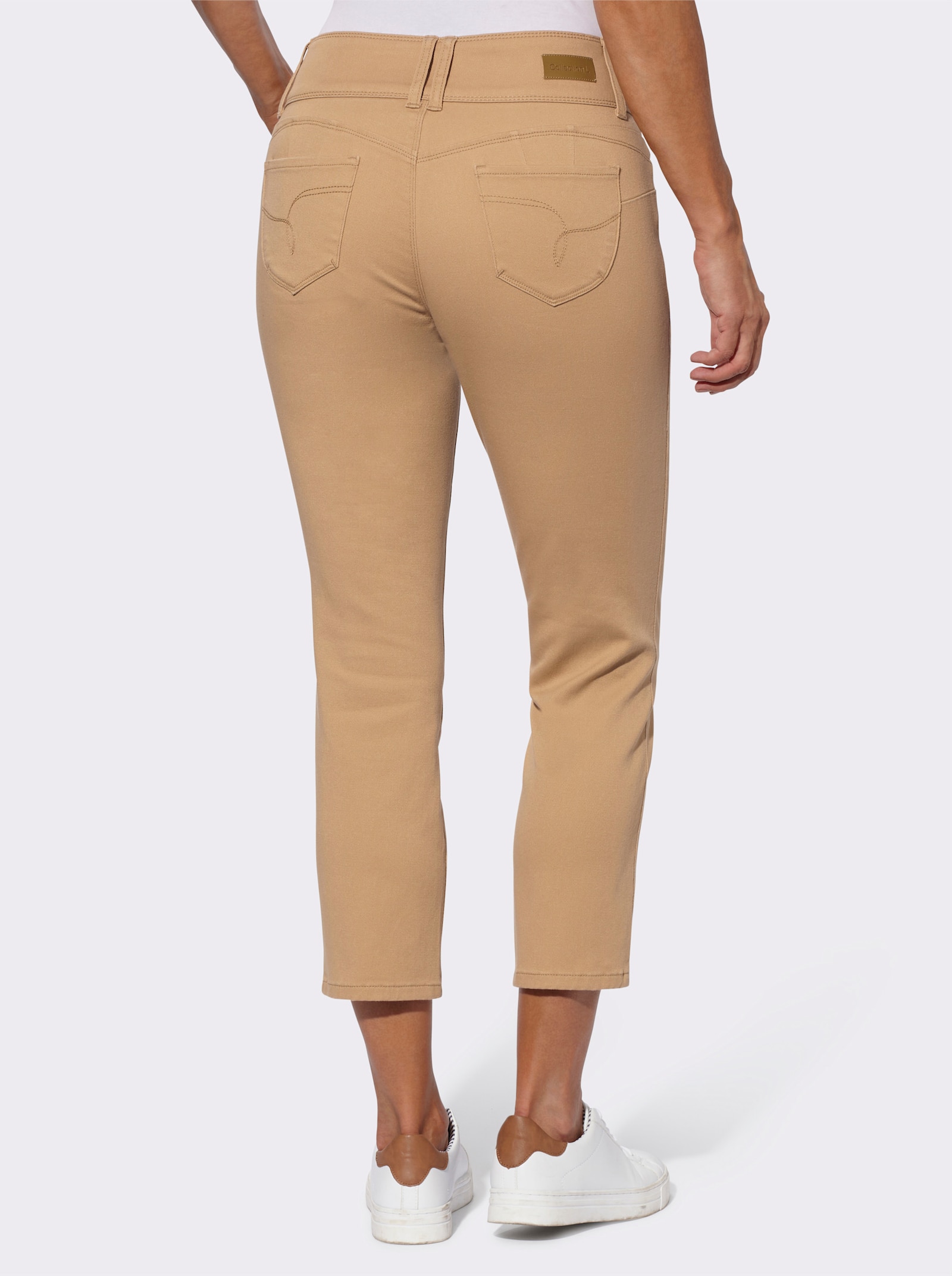 7/8-jeans met brede band met 3 knopen - camel