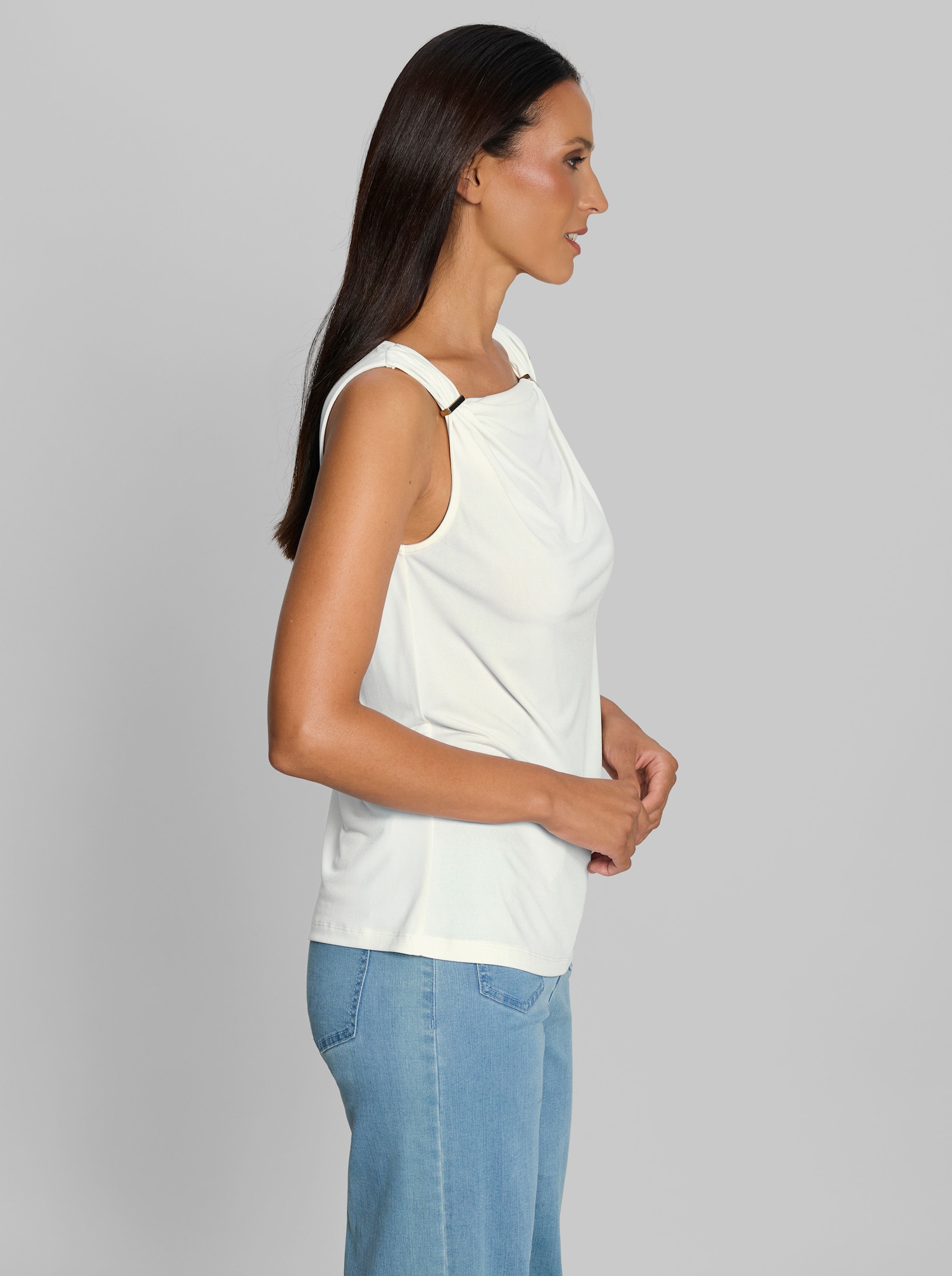 heine Shirt mit Raffung - ecru