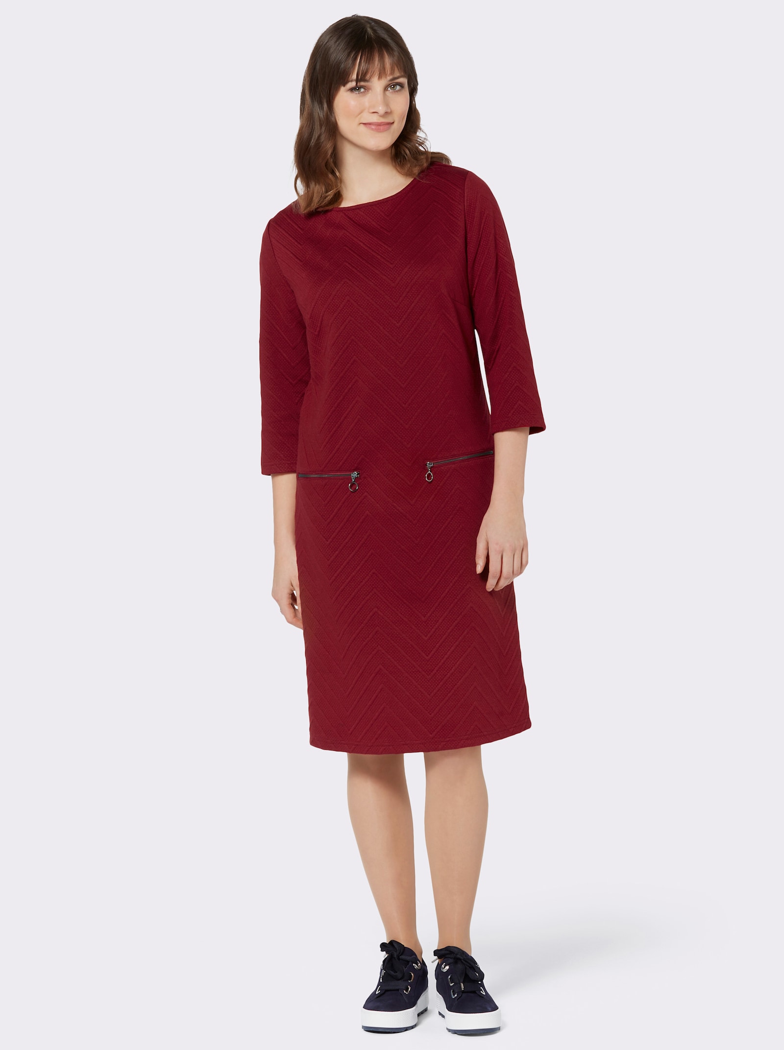 Druckkleid in Jersey-Jacquard-Qualität - dunkelrot