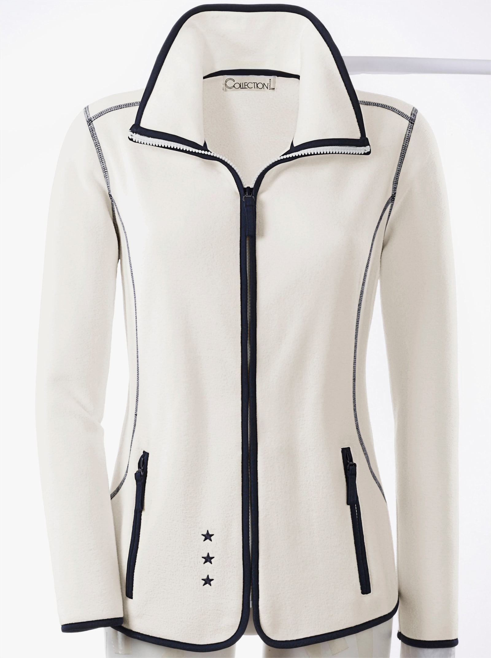 Fleecejack met sterretjesborduursel - ecru