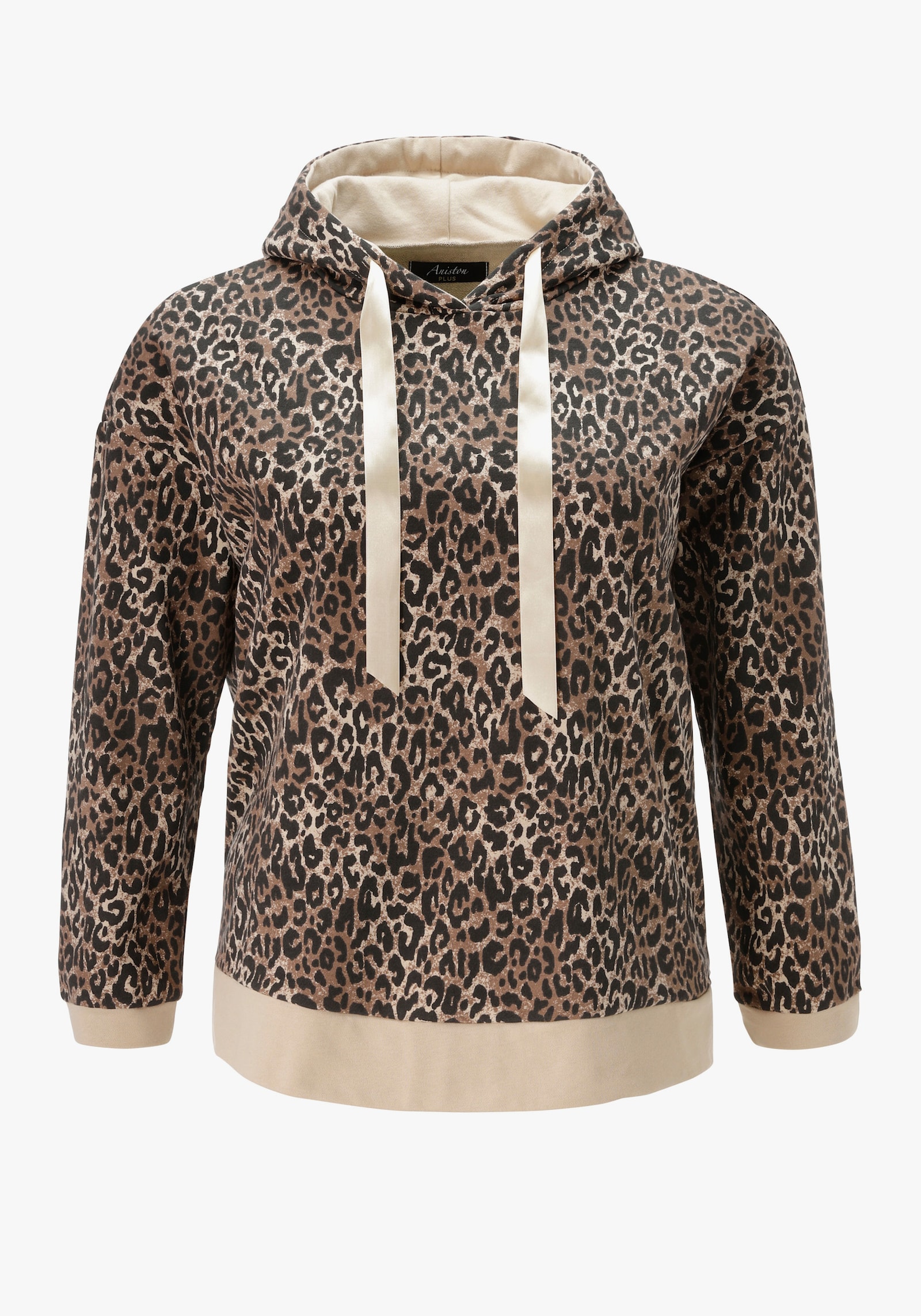 Aniston PLUS Kapuzensweatshirt - beige-schwarz-offhite