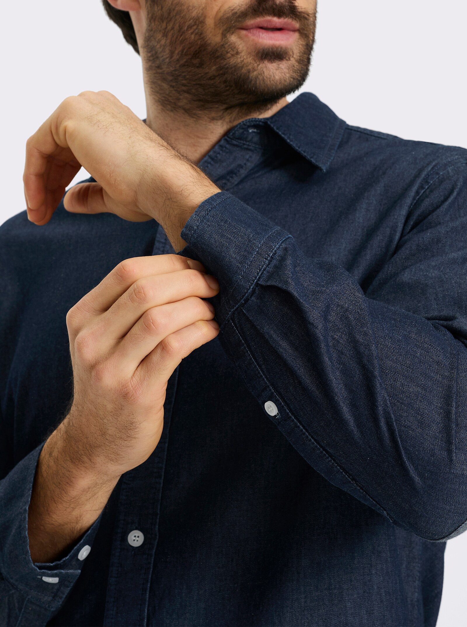 Catamaran Jeanshemd mit Ellenbogen-Patches - dark blue denim