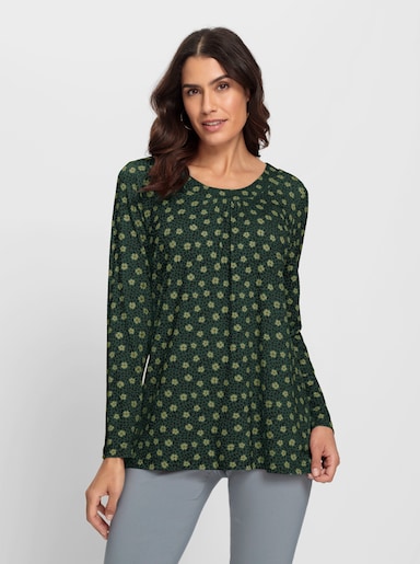 Tunikashirt in A-Form - moos-schilf-bedruckt