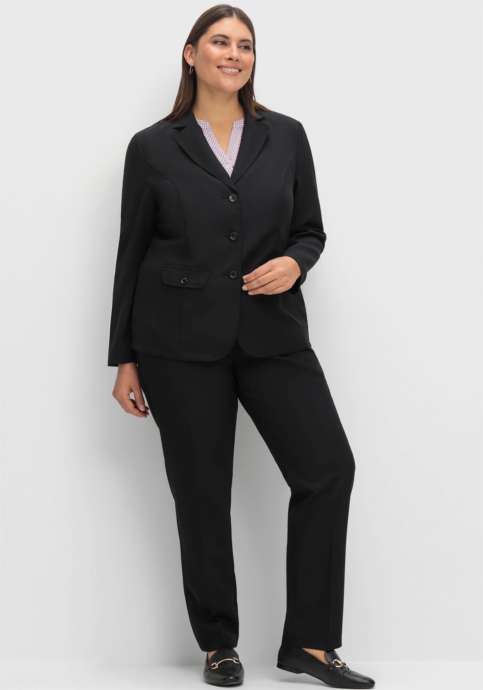 Blusenblazer mit Wiener Nähten - schwarz