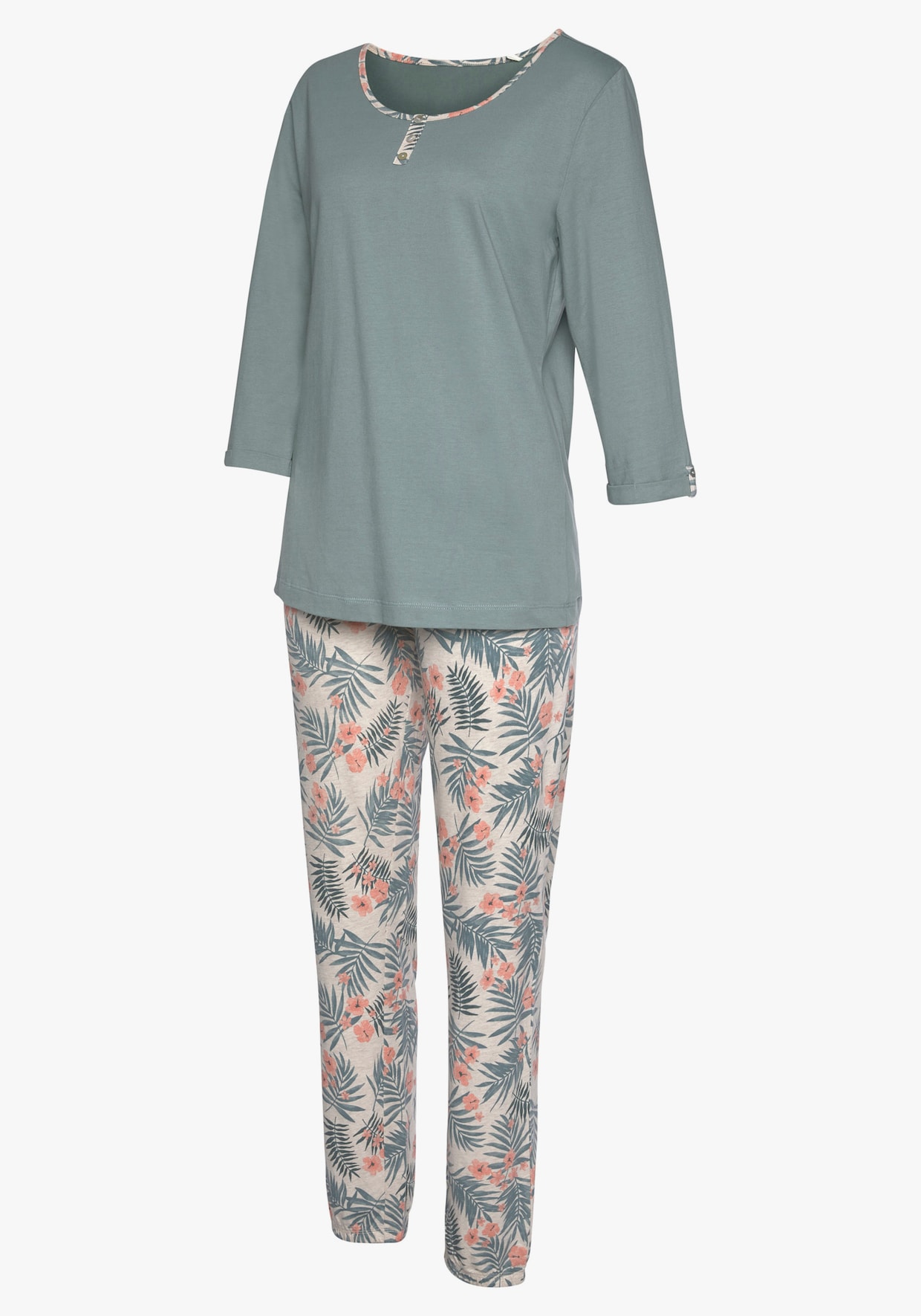 LASCANA Pyjama - jadegroen bedrukt