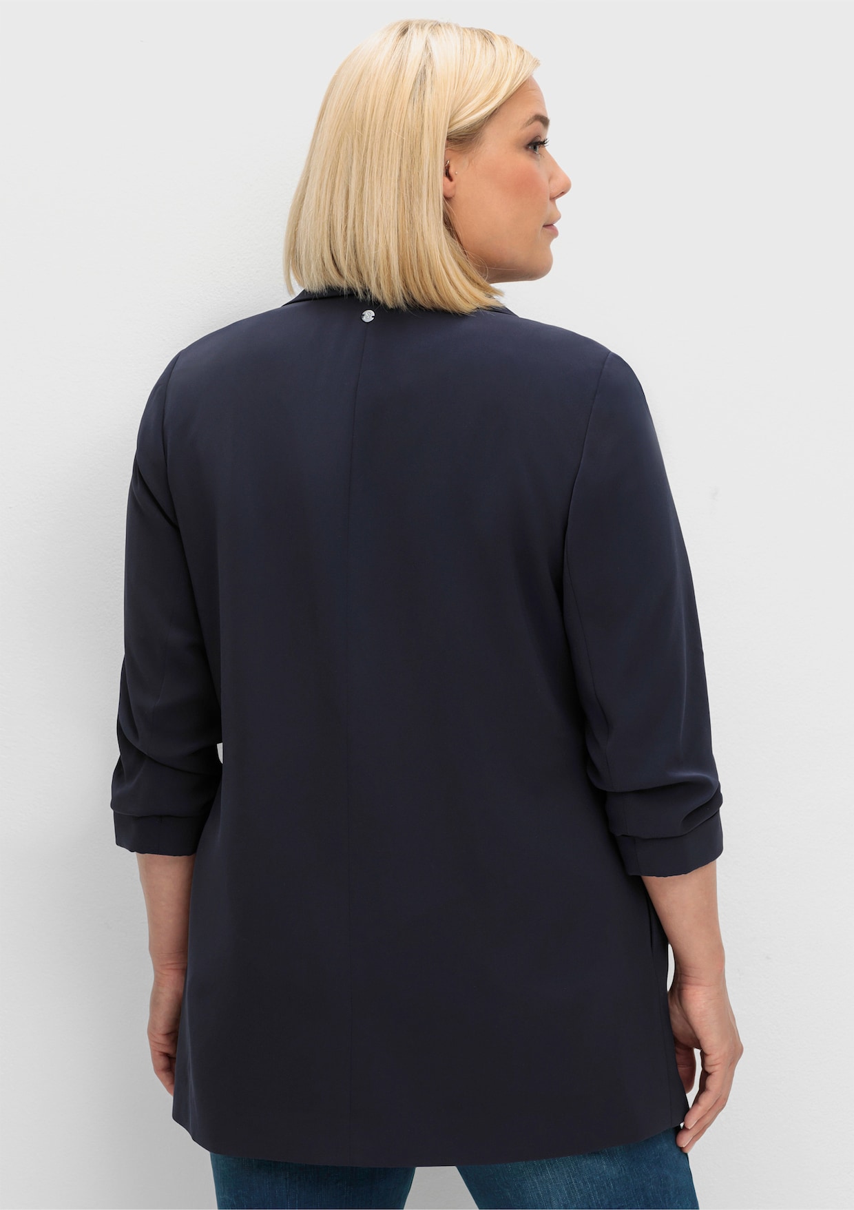 sheego Blazer long - bleu foncé