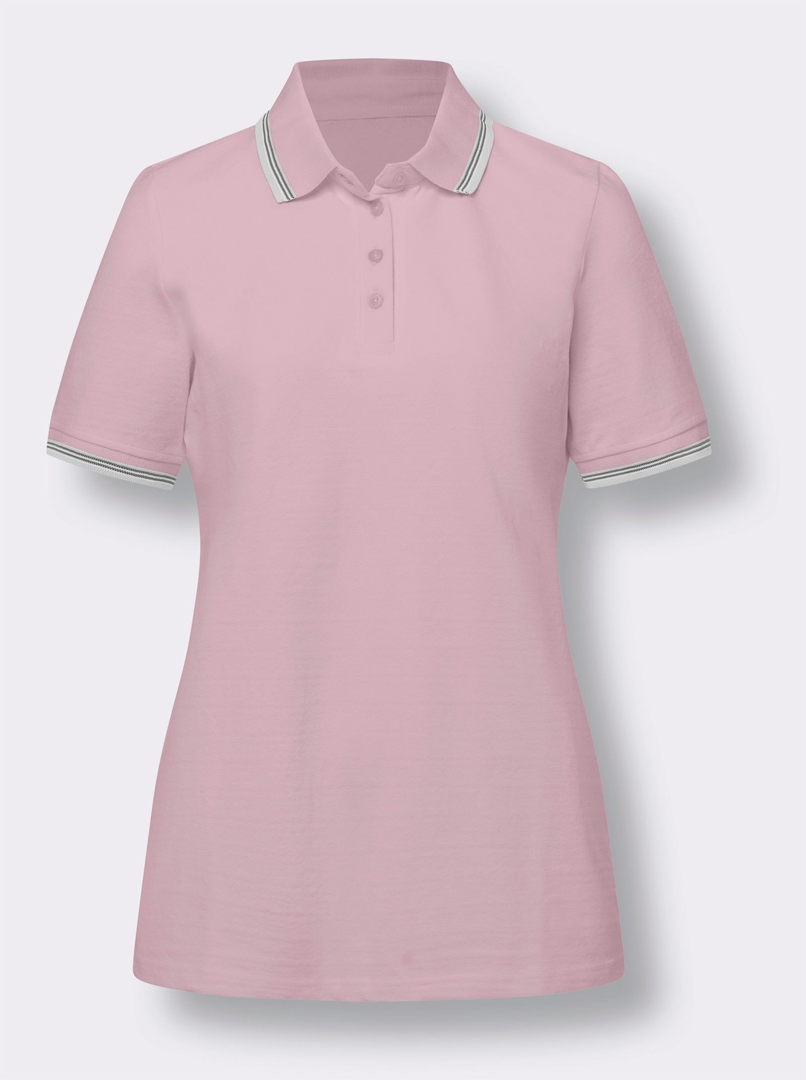 Poloshirt met contraststrepen - roze