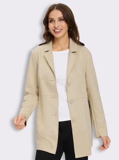 Longblazer in Veloursleder-Optik - sand