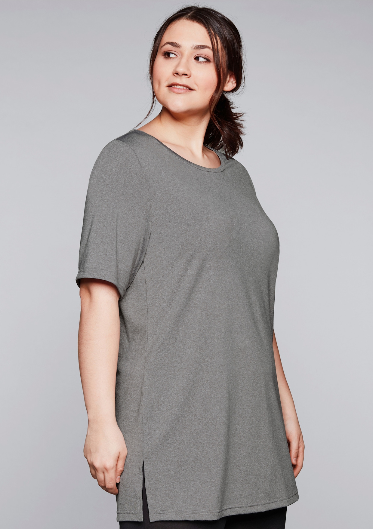 sheego Funktionsshirt - grau meliert