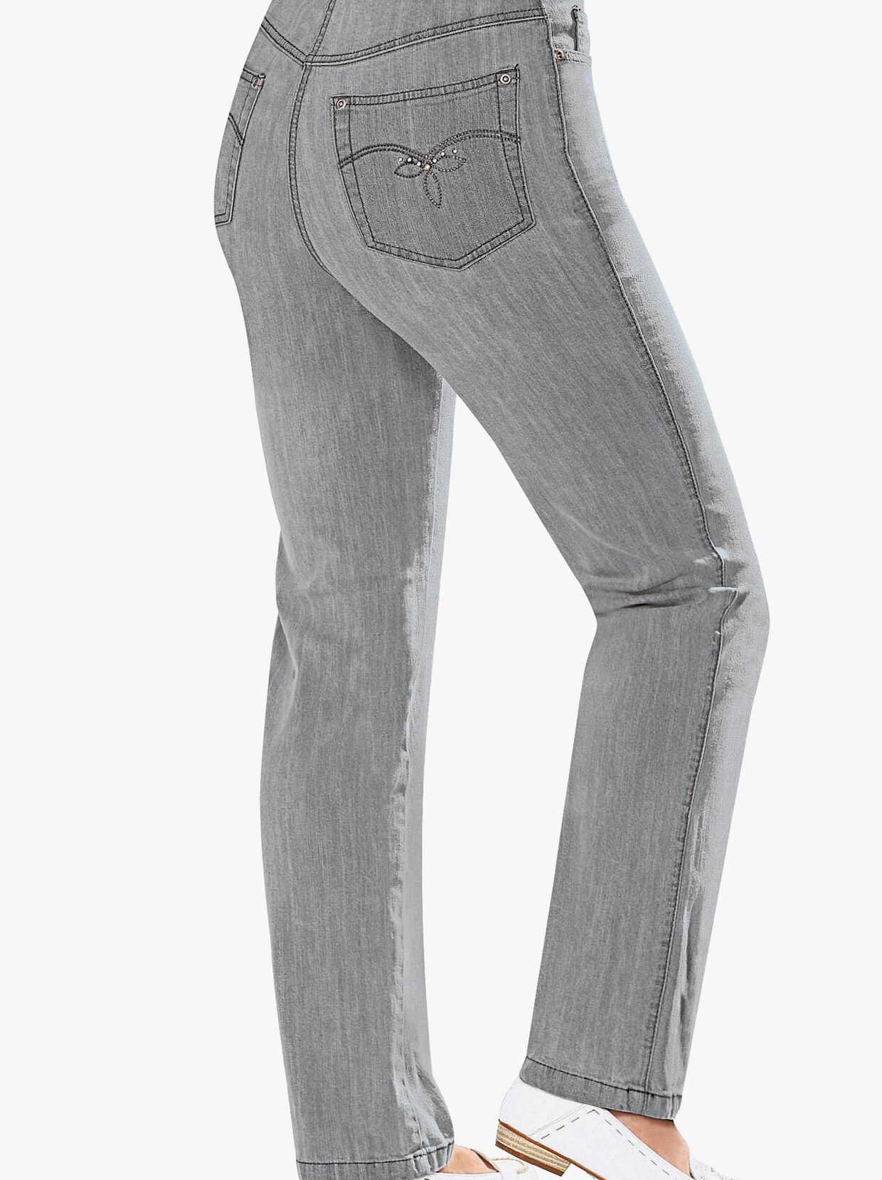 Džíny s 5 kapsami - šedá-denim