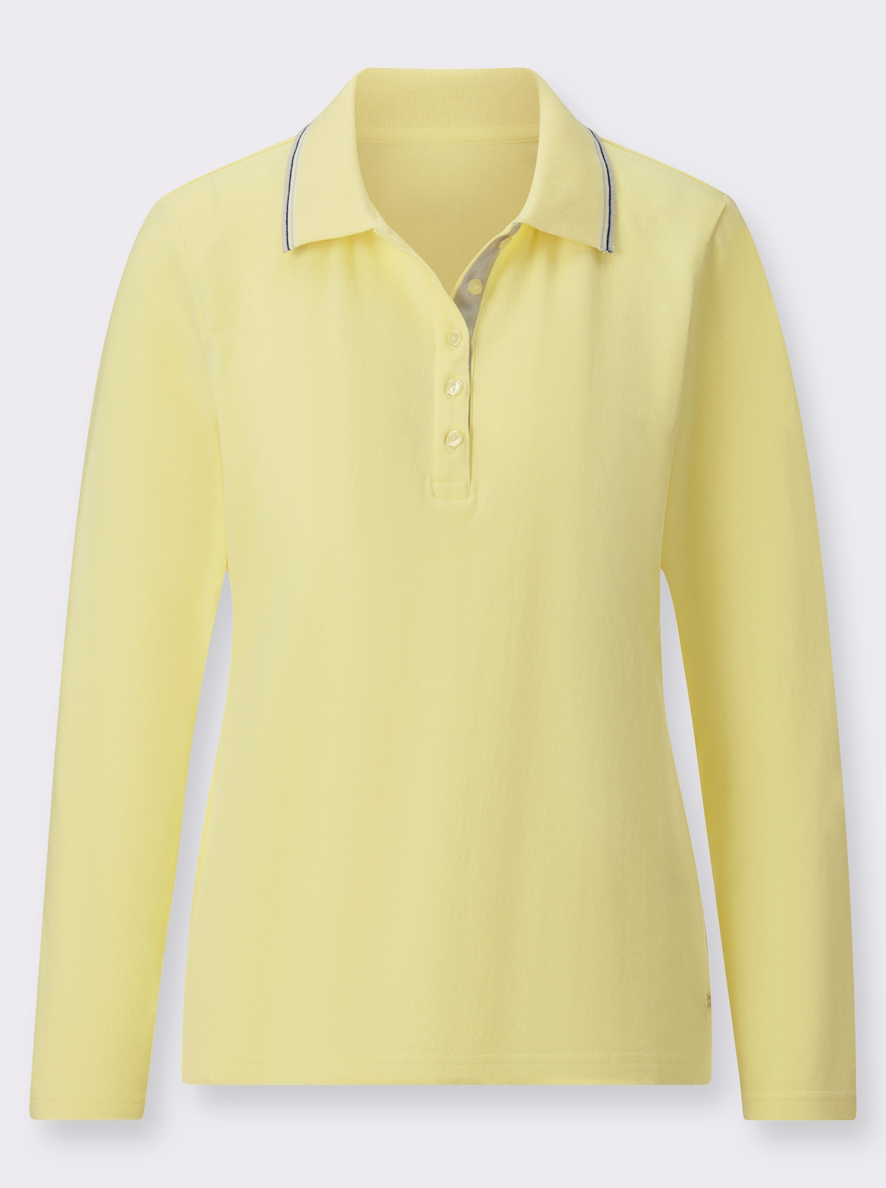 Langarm-Poloshirt - zitrone