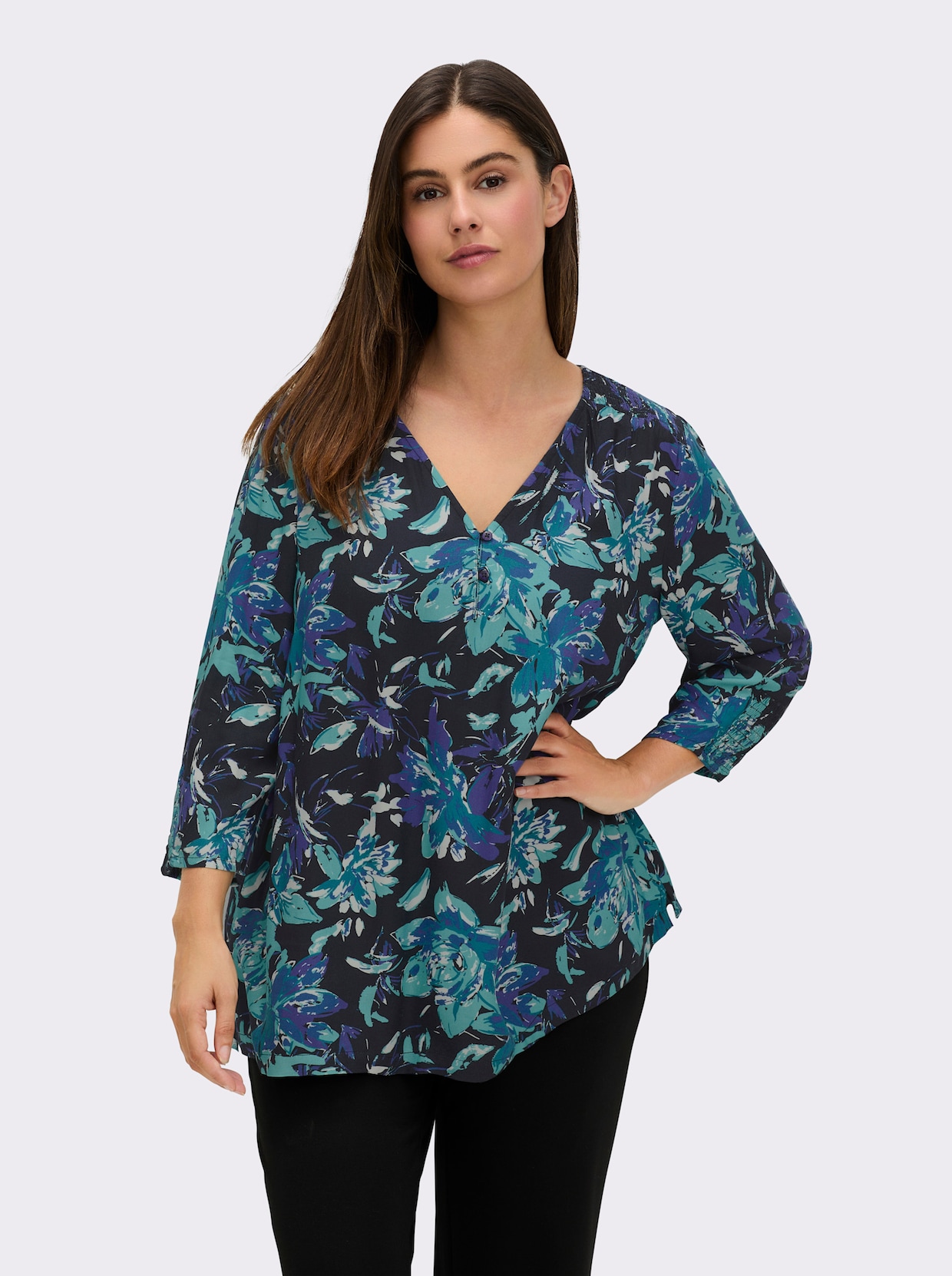 sheego Tunika - tiefblau-bedruckt