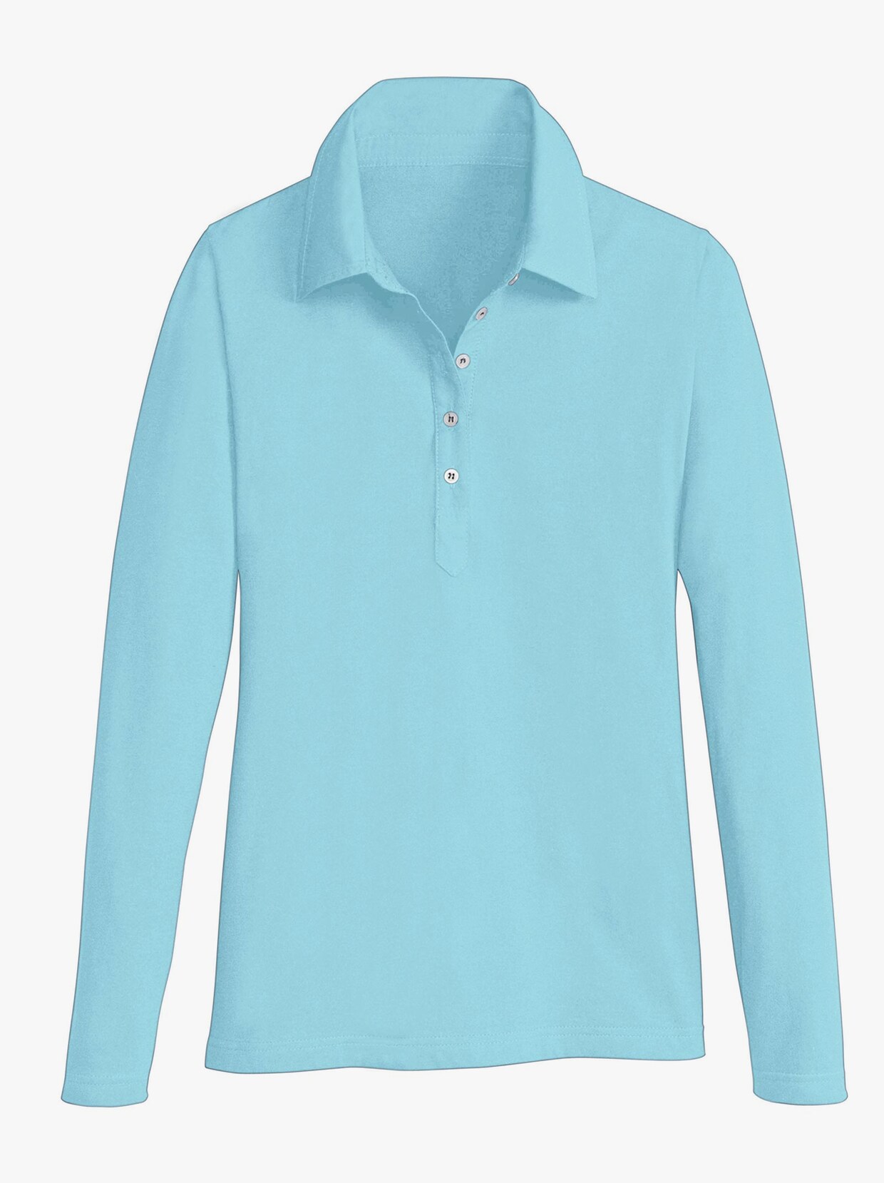 Poloshirt met lange mouwen - turquoise
