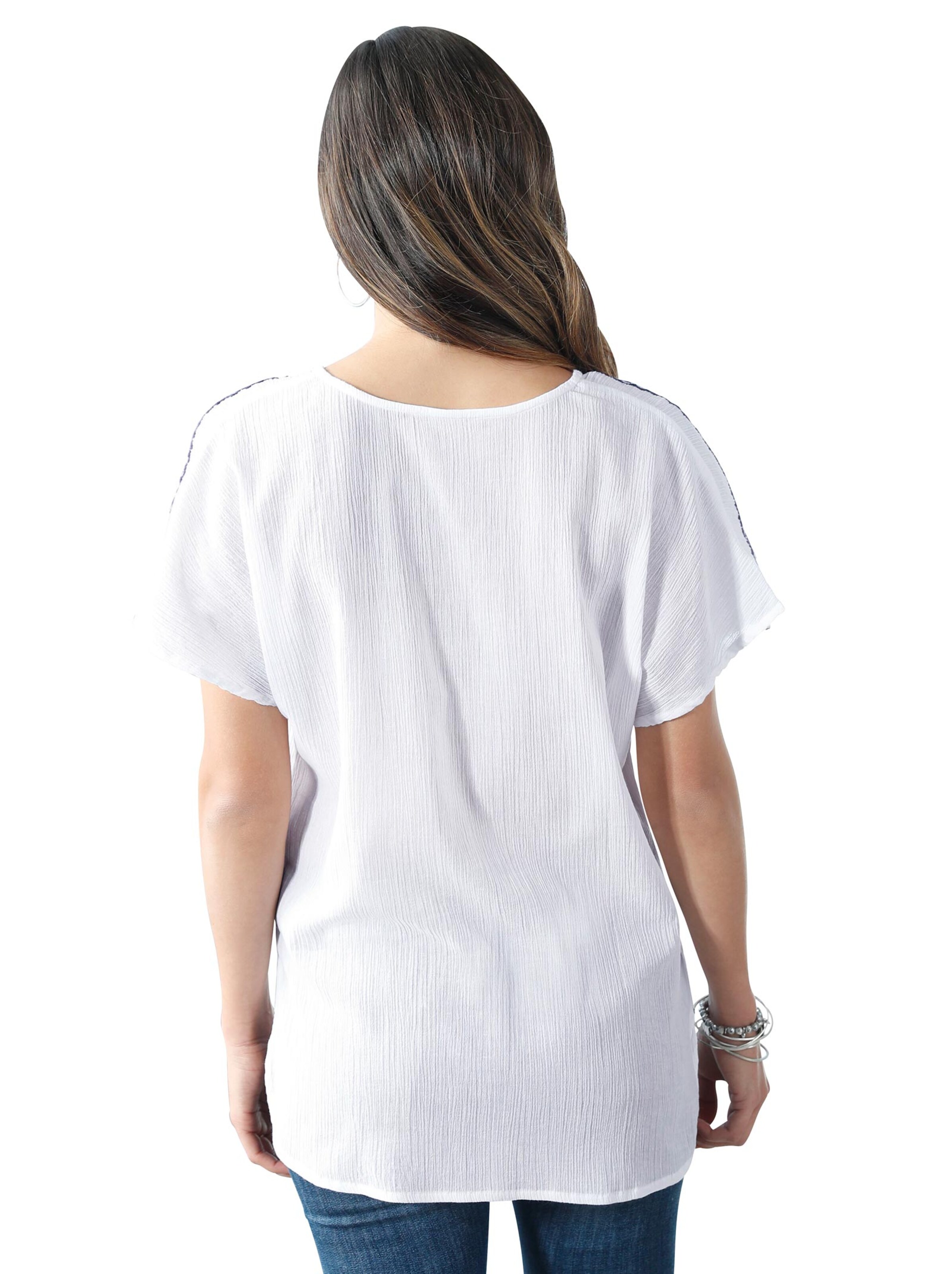 Bluse - weiß-marine