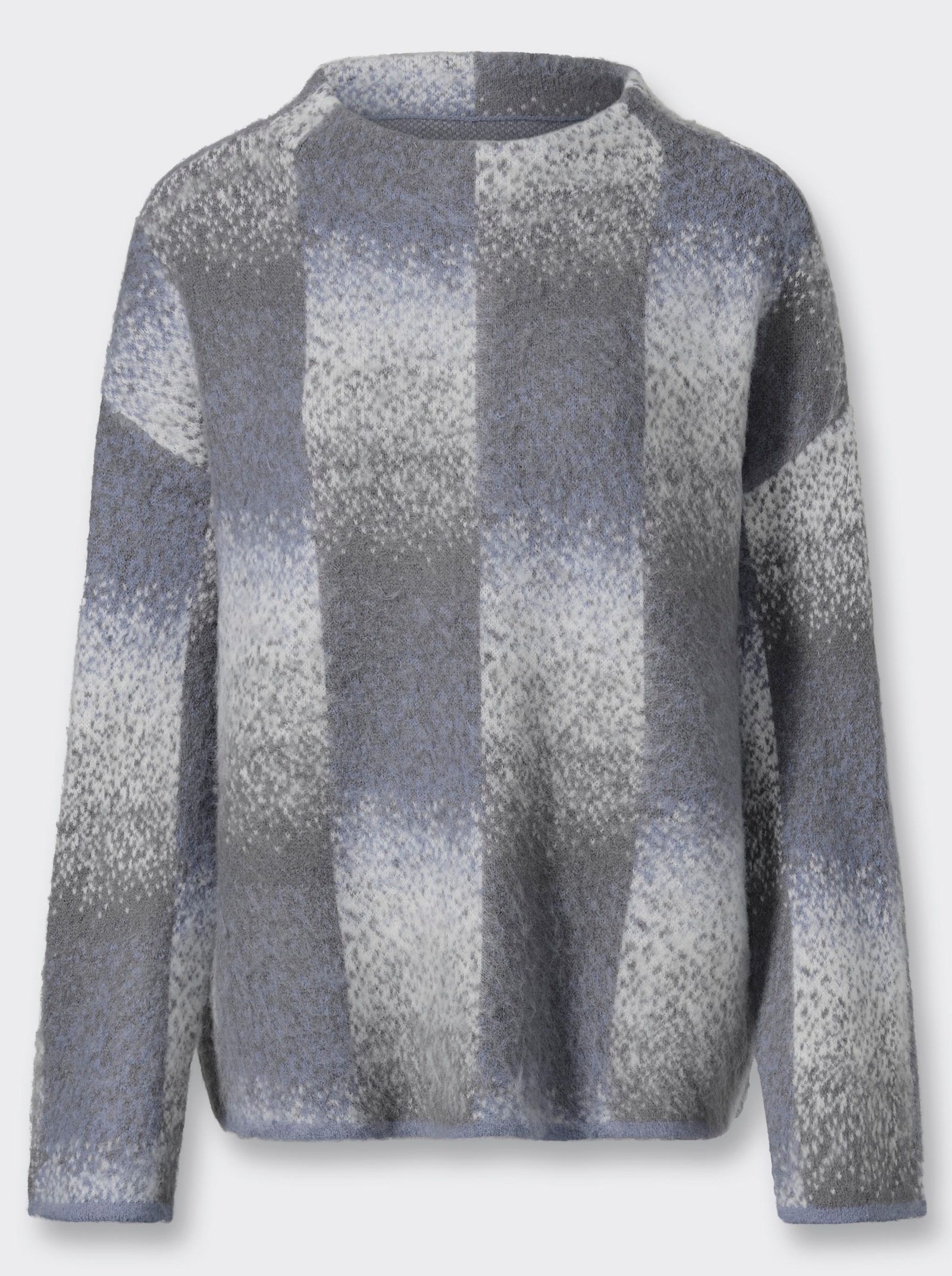 heine Jacquardpullover mit Seitenschlitzen - hellblau-hellgrau-gemustert