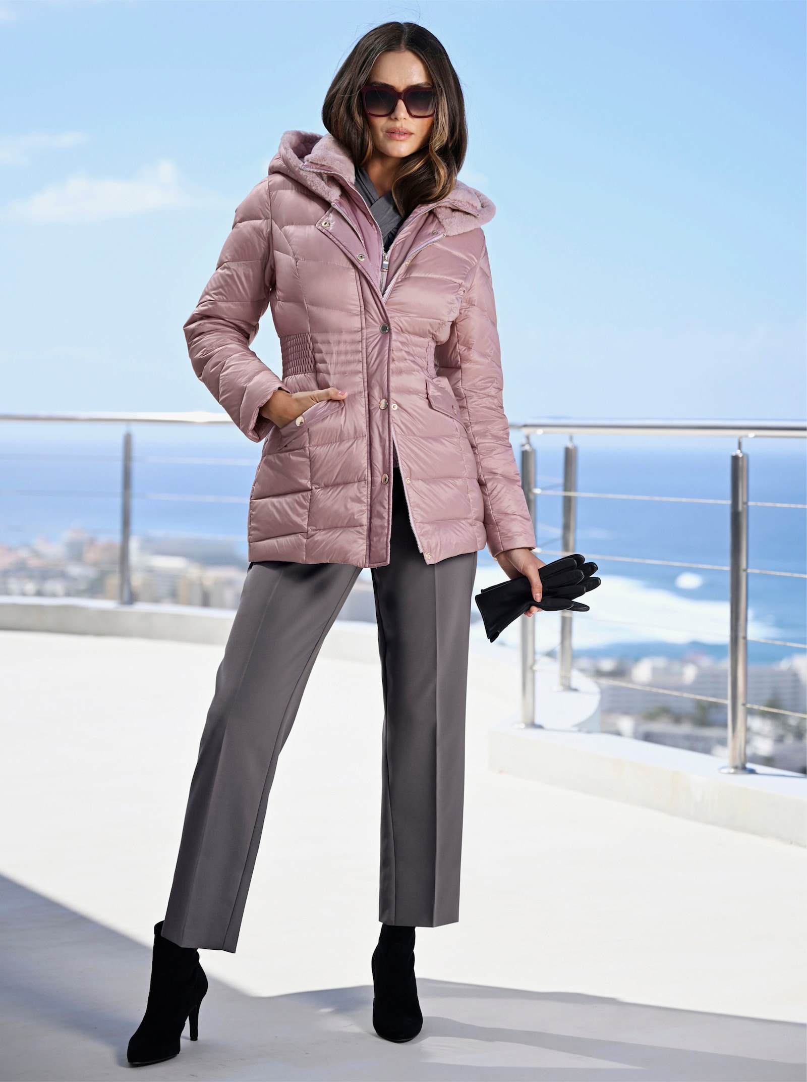 heine Daunenjacke mit Körperform-Steppung - mauve