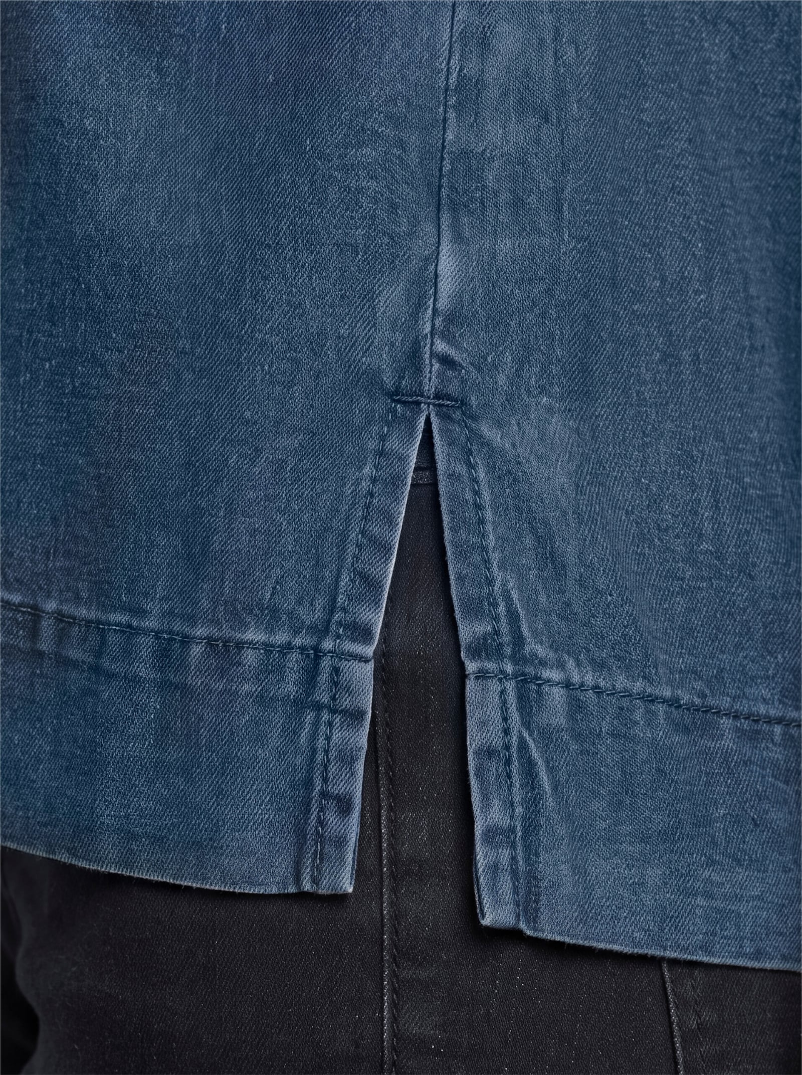 heine Kurzarm-Bluse mit Seitenschlitzen - blue-bleached