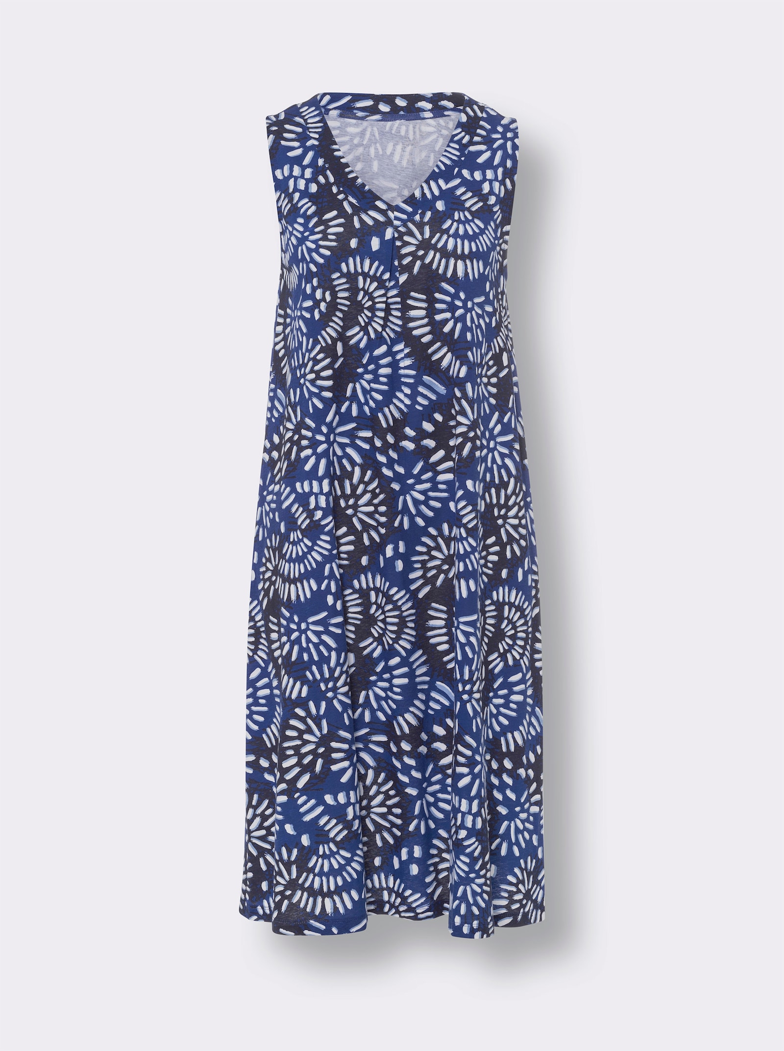 Sommerkleid in grafischem Dessin - marine-royalblau-bedruckt
