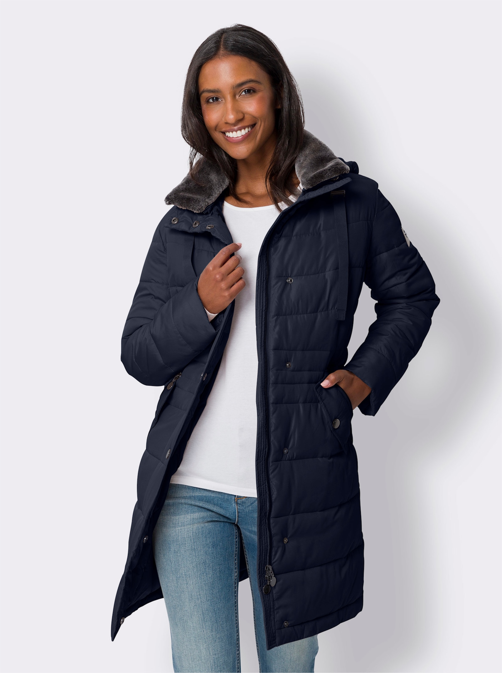 heine Steppmantel mit 2-Wege-Reißverschluss - marine