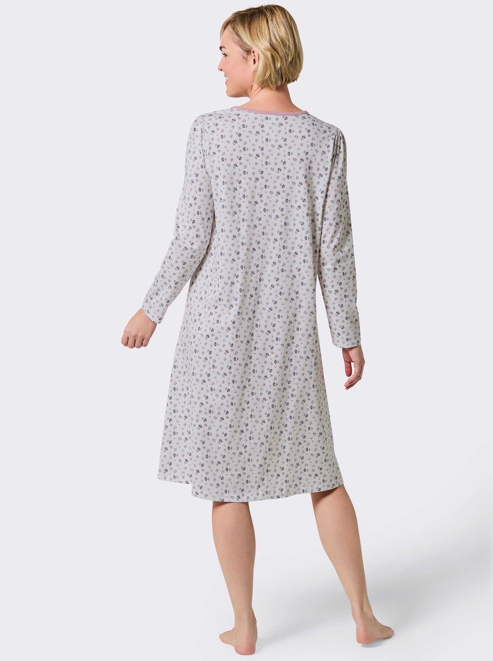 wäschepur Nachthemd im floralem Dessin - weiß-mauve-bedruckt