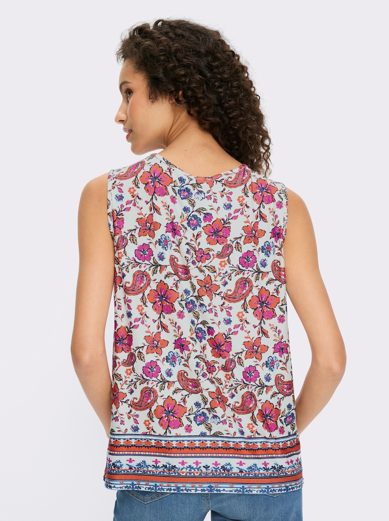 heine Shirttop - ecru-fuchsia-bedruckt