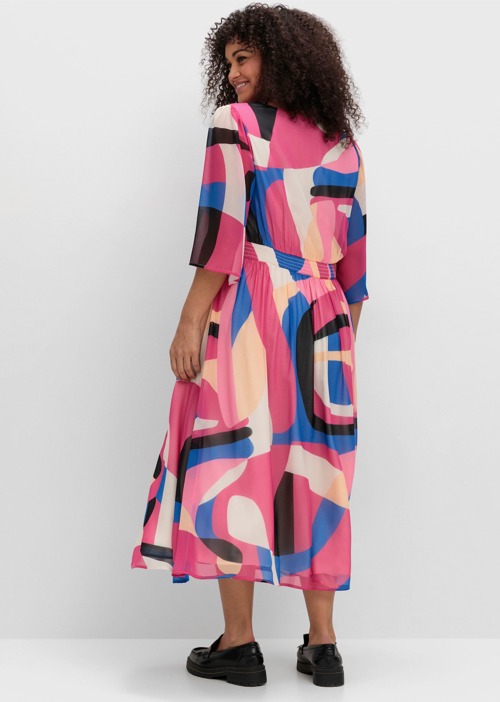 sheego Maxikleid im Lagenlook - pink-gemustert