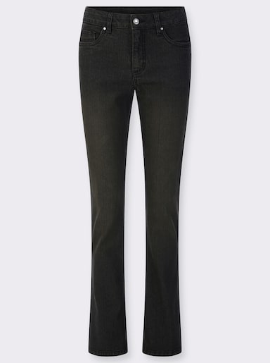Džíny bootcut se sedlem vzadu - grafitová-denim