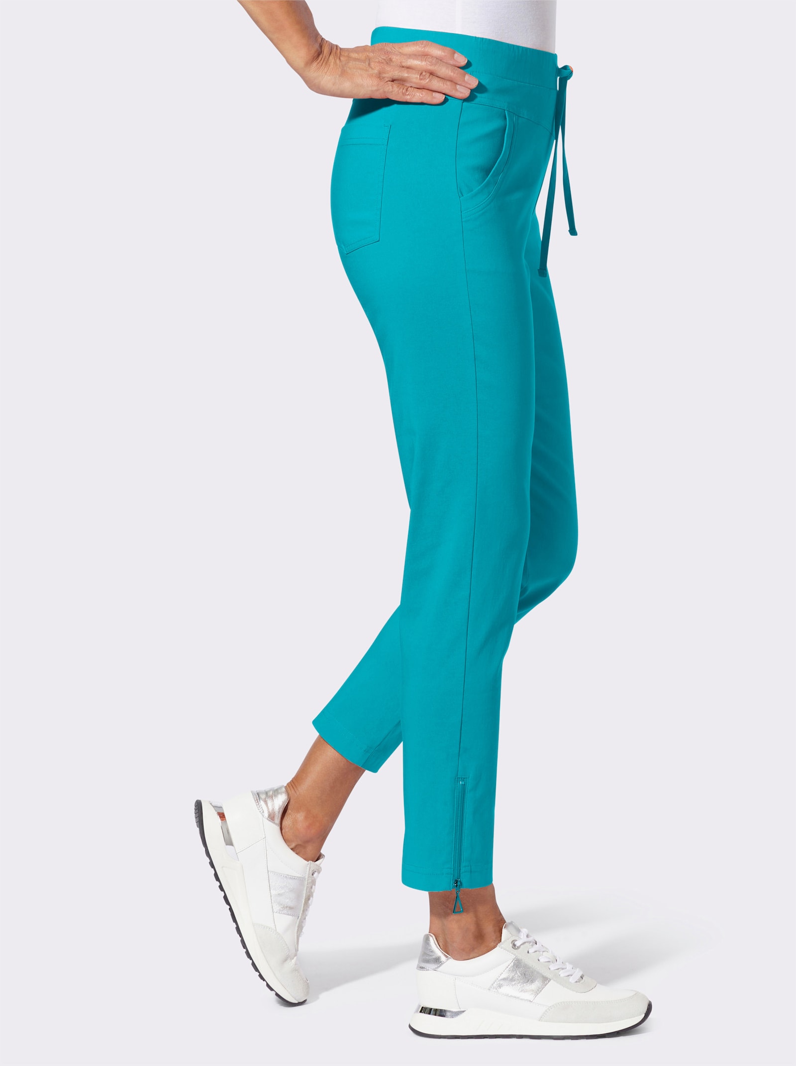 Bengalinhose mit Reißverschluss am Bein - türkis