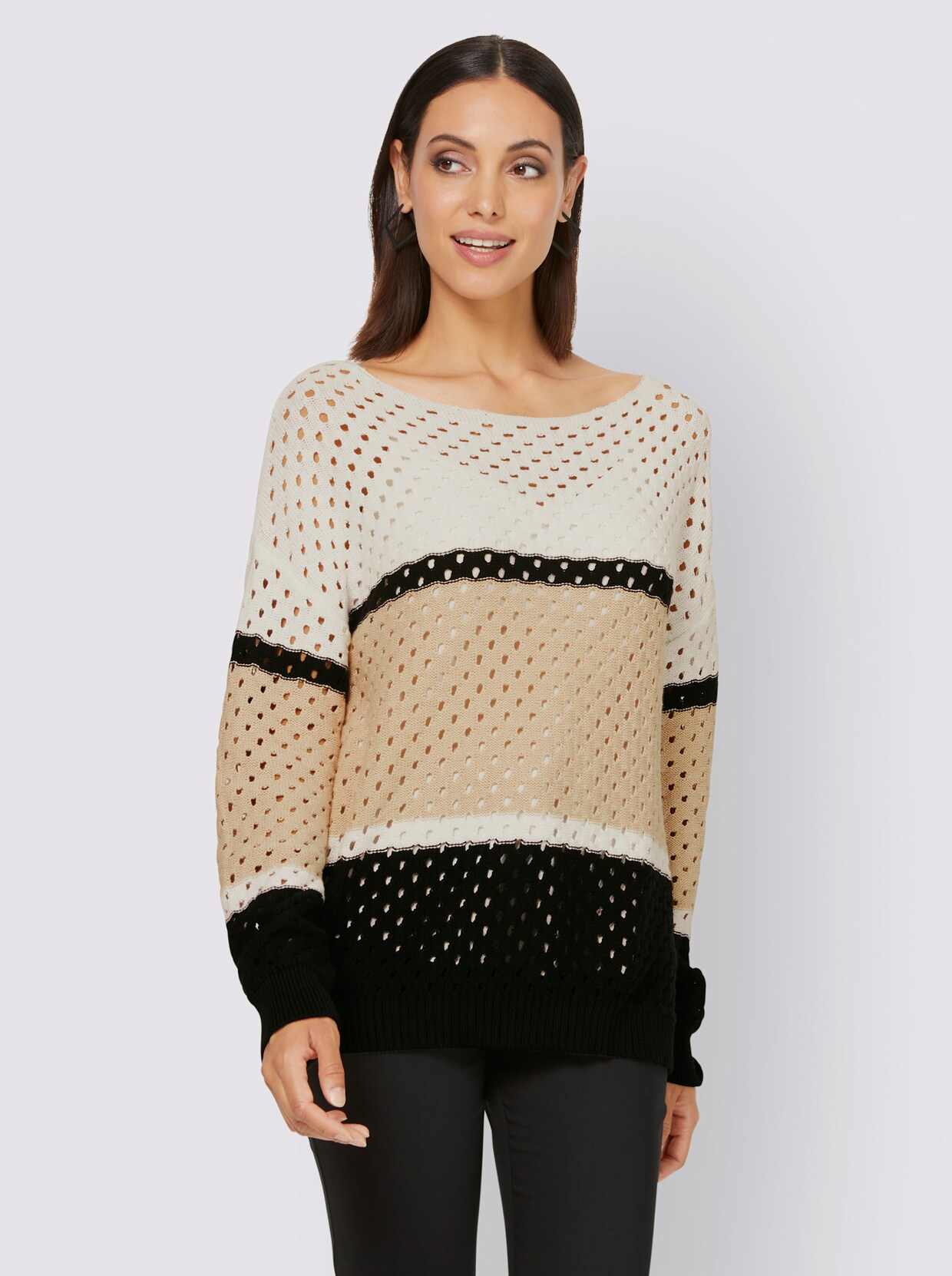 heine Pullover - weiß-beige-gemustert