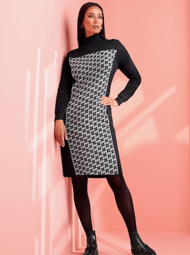 heine Strickkleid - schwarz-ecru-gemustert
