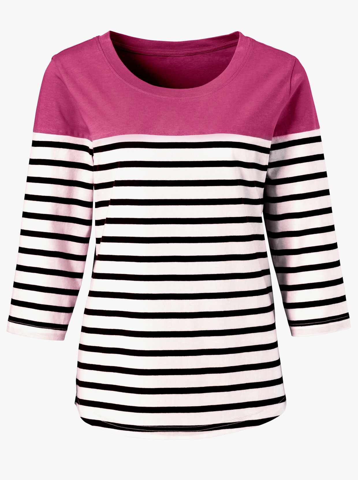 3/4-Arm-Shirt - fuchsia-weiß-bedruckt