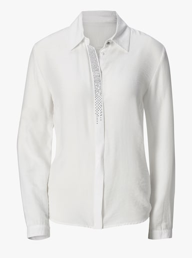 Košilová halenka s pajetkami - ecru