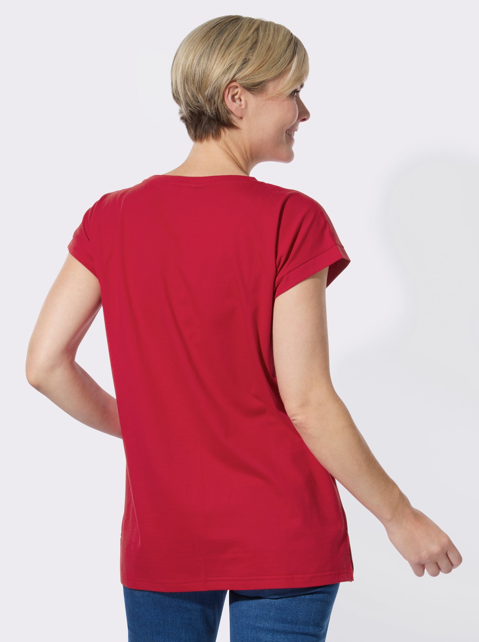 Longshirt mit Print - erdbeere